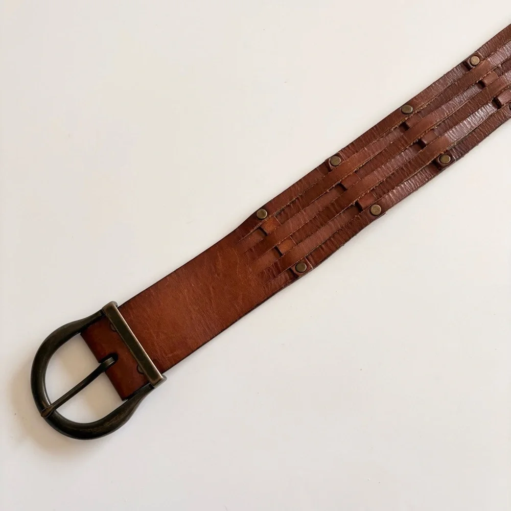 Hollister Brown Leather Fence Lap Belt